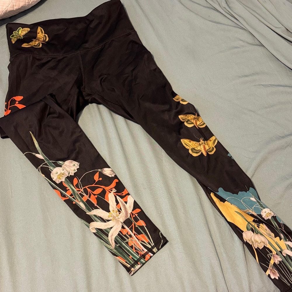 Floral and Butterfly Black Leggings